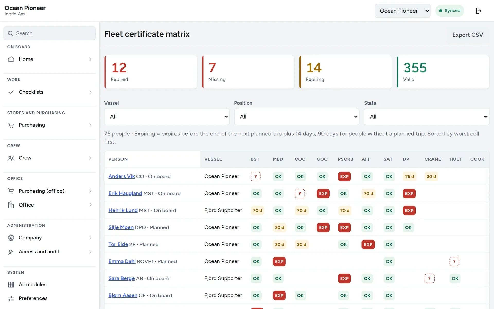 The fleet office — on a laptop, screen in the NoRemarks app